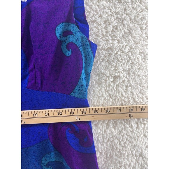 VTG Ohtani Hawaii Dress Women’s Size 8 Maxi Blue Purple Wave Print - Picture 8 of 13
